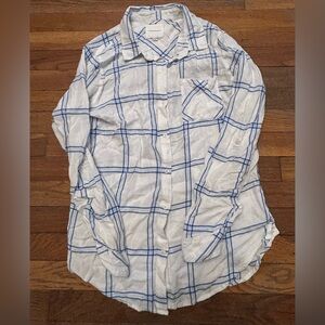 Thread & Supply White and Blue Plaid Blouse